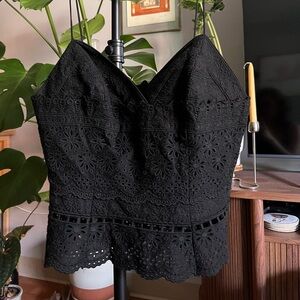 Cynthia Rowley Black Eyelet Top